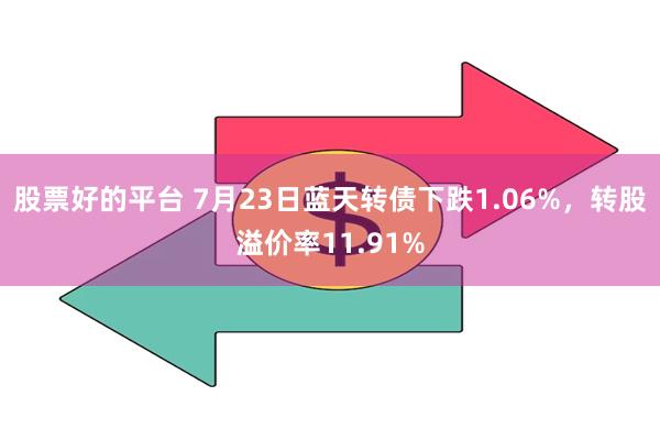 股票好的平台 7月23日蓝天转债下跌1.06%，转股溢价率11.91%