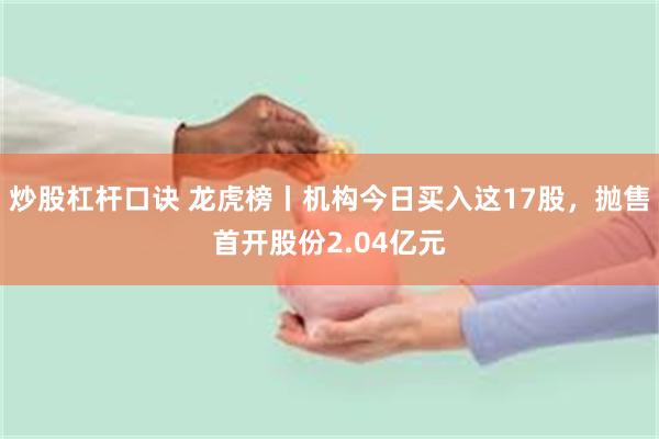 炒股杠杆口诀 龙虎榜丨机构今日买入这17股，抛售首开股份2.04亿元